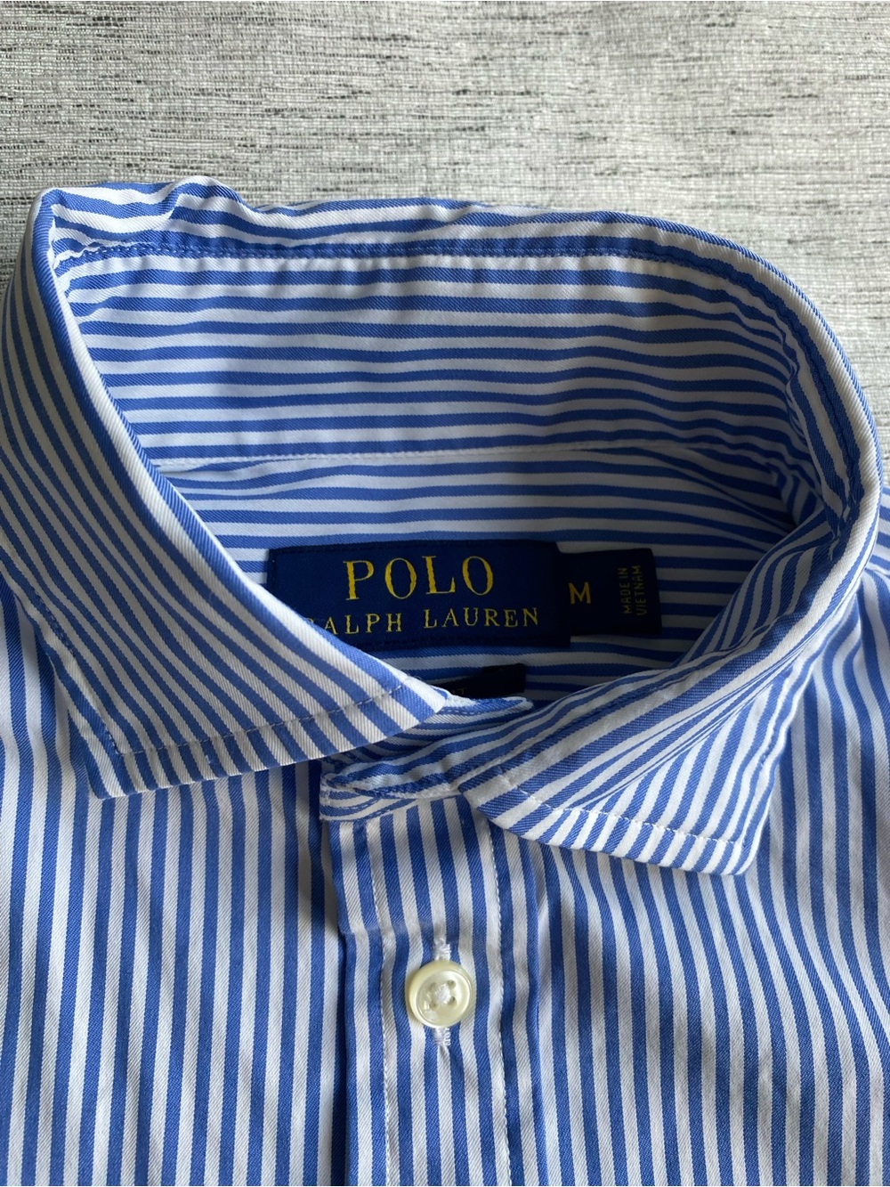 Polo Ralph Lauren Women's Slim Fit Shirt Blue White Stripe Nylon stretch medium - Picture 12 of 15